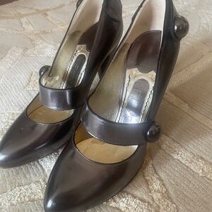 Metallic Mary-Jane style heels from Jonathan Kelsey